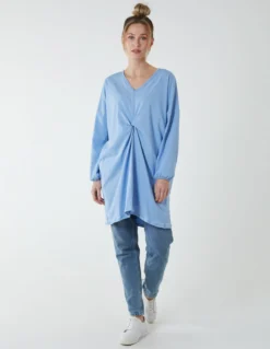 Twist Front Cotton Tunic With Side Pocket