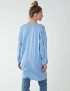 Twist Front Cotton Tunic With Side Pocket -Deals Sleek Dresses Store BV2561 BLUE 3220 2