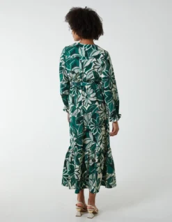 Abstract Floral Belted Maxi Dress -Deals Sleek Dresses Store BV2617023 95022