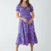 Abstract Heart Milkmaid Midi Dress