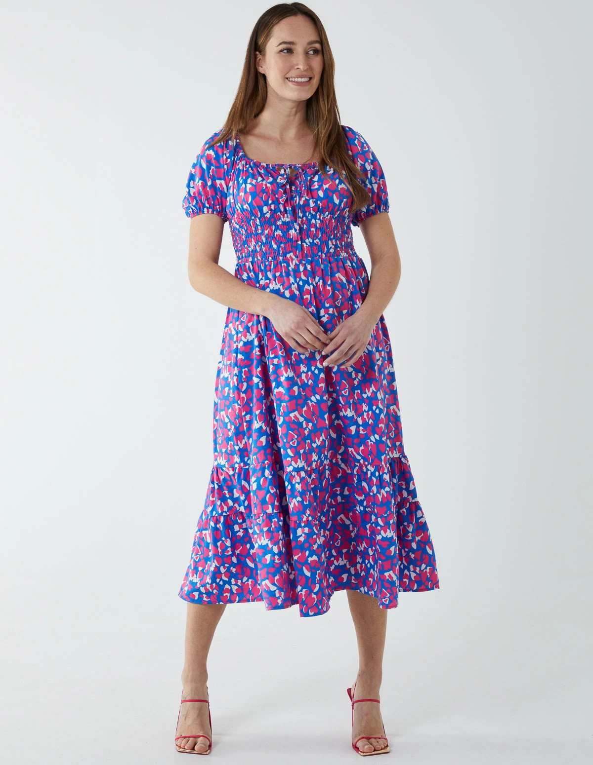 Abstract Heart Milkmaid Midi Dress 1 Abstract Heart Milkmaid Midi Dress