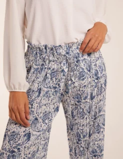 Paisley Wide Leg Culotte Trousers -Deals Sleek Dresses Store BV2664 BLUE 34997