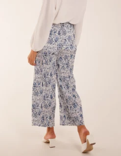 Paisley Wide Leg Culotte Trousers -Deals Sleek Dresses Store BV2664 BLUE 35003