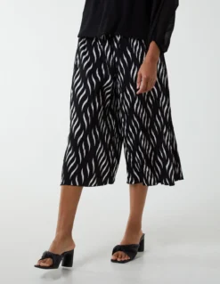 Pleated Abstract Wide Leg Trousers