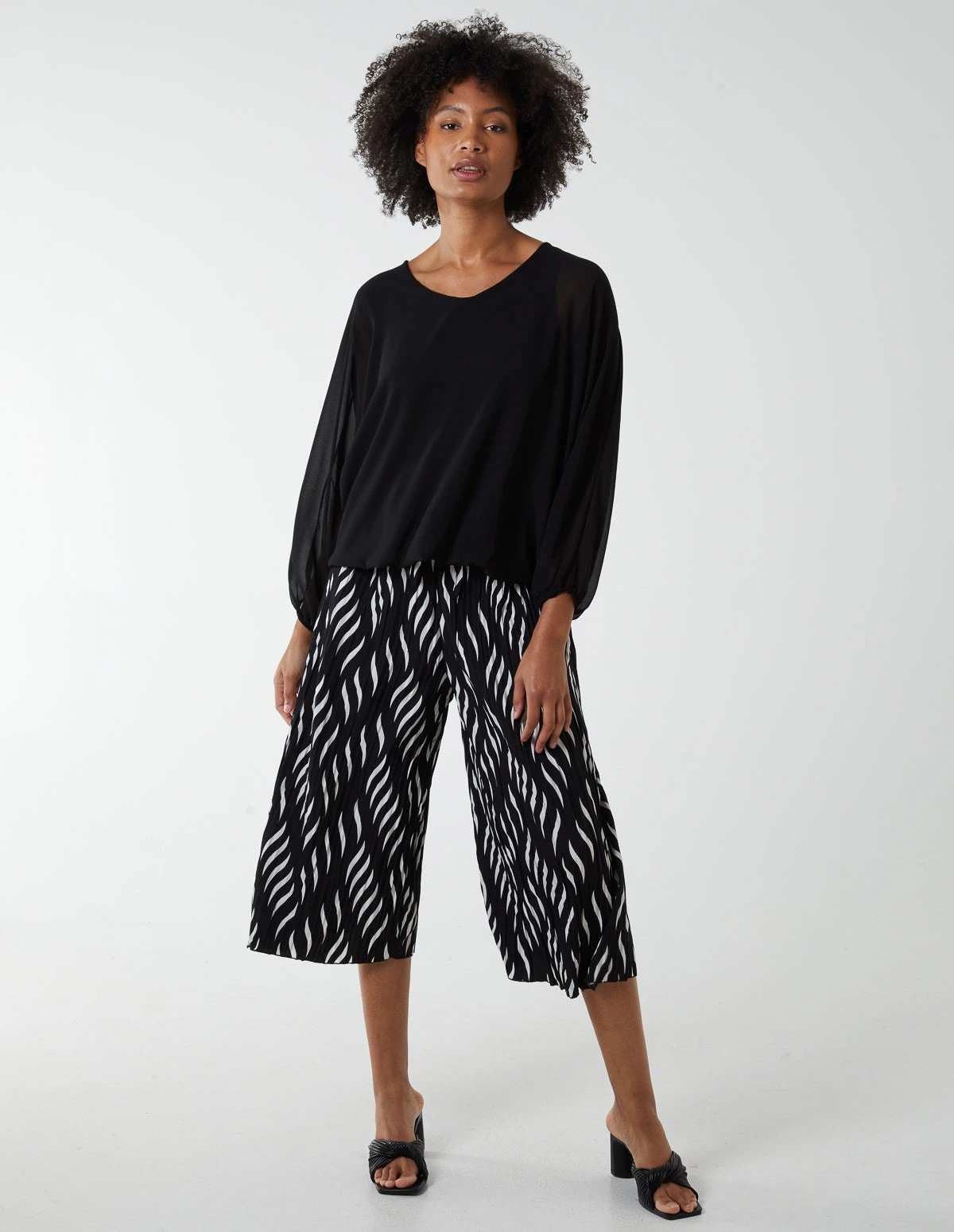 Pleated Abstract Wide Leg Trousers 2 Pleated Abstract Wide Leg Trousers - Image 2