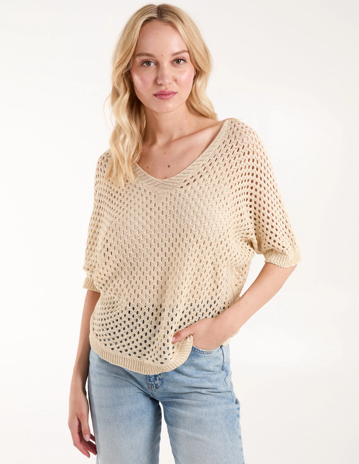 Cotton Crochet V-Neck Top 1 Cotton Crochet V-Neck Top
