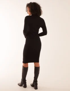Ribbed Roll Neck Midi Dress -Deals Sleek Dresses Store BV2831003 112211