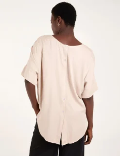 Button Back Viscose Top -Deals Sleek Dresses Store BV2943 BEIGE 43200