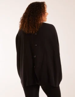 Leopard Star Print Button Back Batwing Top -Deals Sleek Dresses Store BV2947 black 20762