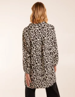 High Low Hem Tie Knot Blouse -Deals Sleek Dresses Store BV3058 BLACKWHITE 0625