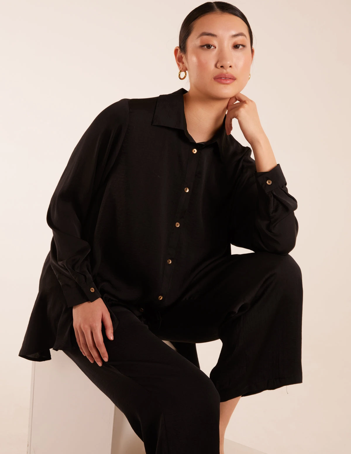 Long Sleeve Shirt & Wide Leg Trouser Set 1 Long Sleeve Shirt & Wide Leg Trouser Set