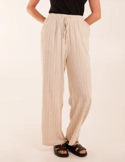 Deals Sleek Dresses Store 37 Stripe Wide Leg Linen Trousers