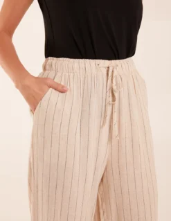 Stripe Wide Leg Linen Trousers -Deals Sleek Dresses Store BV3146001 130221
