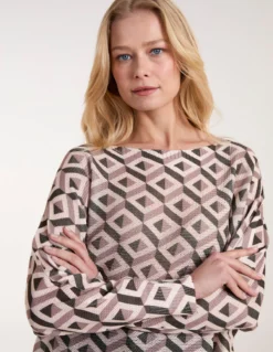 Geometric Print Top -Deals Sleek Dresses Store BV3147 KHAKI 0342