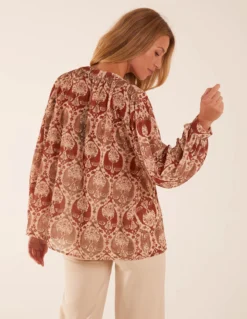 Twist Hem Print Blouse -Deals Sleek Dresses Store BV3167 BEIGE 44404