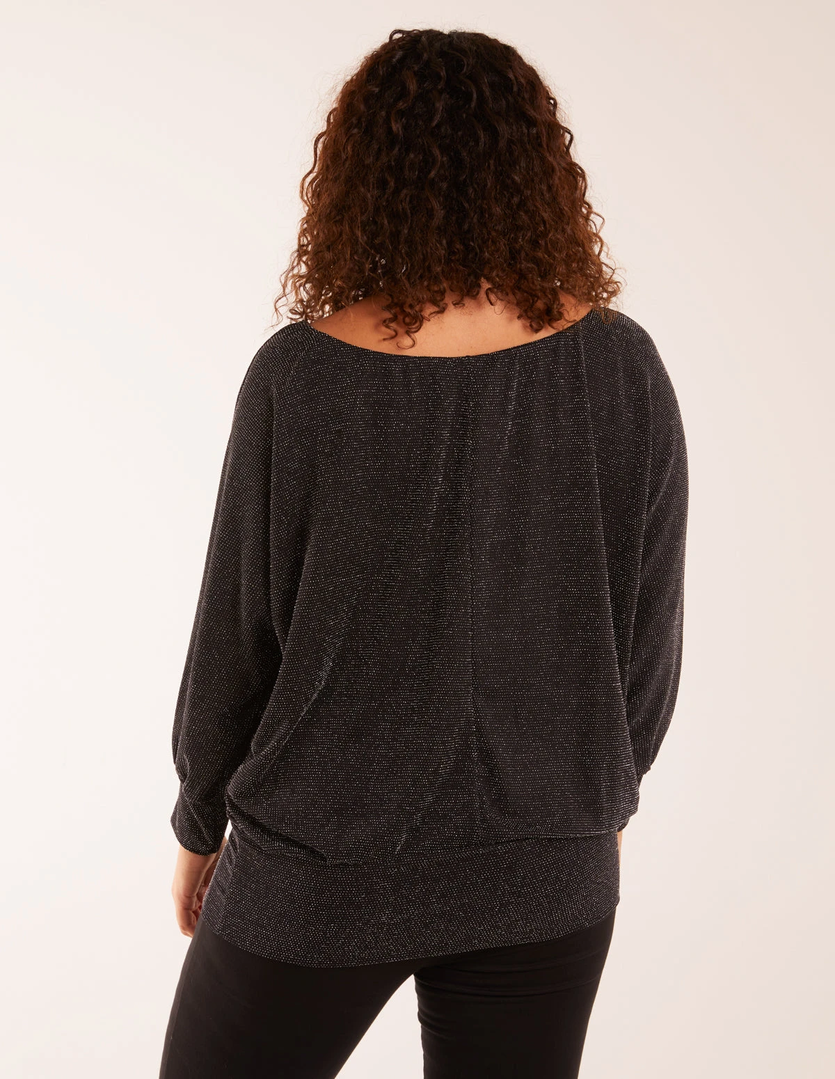 Wide Scoop Batwing Hem Metallic Top 5 Wide Scoop Batwing Hem Metallic Top - Image 5