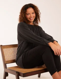 Wide Scoop Batwing Hem Metallic Top 7 Wide Scoop Batwing Hem Metallic Top -Deals Sleek Dresses Store BV3314IT BLACKSILVER 20186