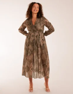 Metallic Chevron Diamond Print Dress