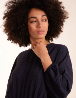 Pleated Batwing Top -Deals Sleek Dresses Store BV3562 NAVY 10446