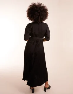 Pleated Dress With Belt -Deals Sleek Dresses Store BV3576 BLACK 10890