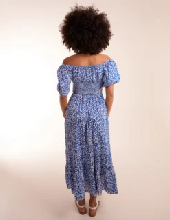 Tie Front Shirred Waist Midi Dress -Deals Sleek Dresses Store BV3576 BLUE 10717 wrong 1