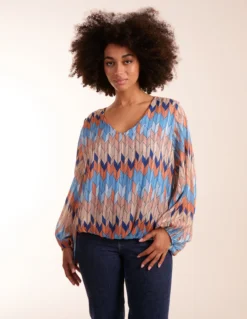 Zig Zag Print Bubble Hem Top
