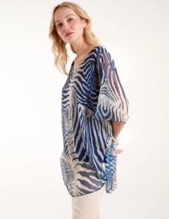 Zebra Oversized Tunic -Deals Sleek Dresses Store BV3662 NAVY149