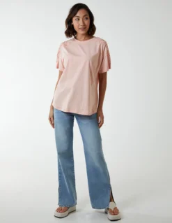 Embellished Shoulder Basic Top -Deals Sleek Dresses Store BV3717 PINK 4178 64255550 55d9 42ce bb23 7d91f8e0323c