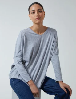 Hotfix Multi Heart Batwing Top -Deals Sleek Dresses Store BV3771 GREY 23925