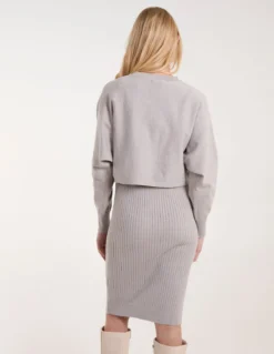 2 In 1 Knitted Dress And Jumper -Deals Sleek Dresses Store BV38125 STONE 0788