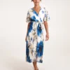 Water Floral Pleated Dress