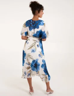 Water Floral Pleated Dress -Deals Sleek Dresses Store BV3982 BRIGHTBLUE 4