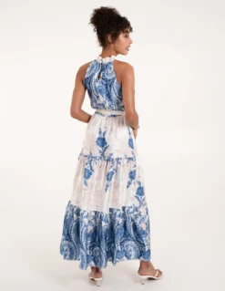 Paisley Floral Occasion Dress -Deals Sleek Dresses Store BV3983 BLUEIVORY 4