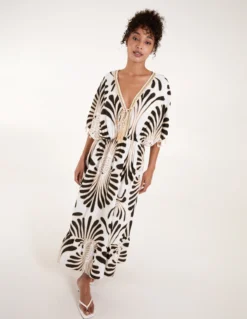 Swirl Feather Print Tassel Dress -Deals Sleek Dresses Store BV4001IT003 134519