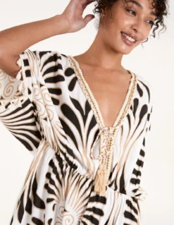 Swirl Feather Print Tassel Dress -Deals Sleek Dresses Store BV4001IT003 134520