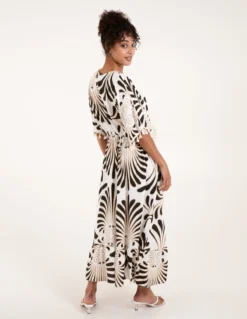 Swirl Feather Print Tassel Dress -Deals Sleek Dresses Store BV4001IT003 134521