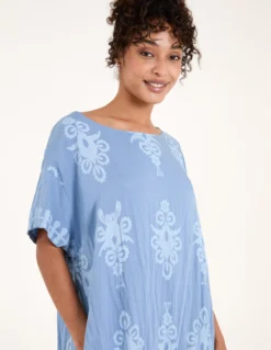 Tribal Print Dress With Pockets -Deals Sleek Dresses Store BV4014 DENIM 3