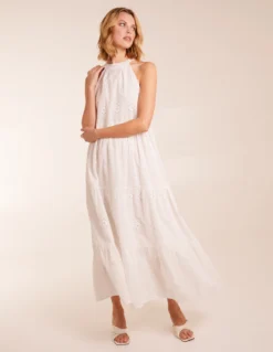 Halter Neck Crochet Detailed Maxi Dress