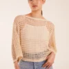 Round Neck Crochet Net Top