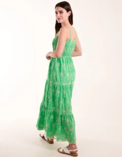 Broderie Anglaise Shirred Bust Dress -Deals Sleek Dresses Store BV5169 GREEN 1064