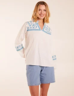 Full Sleeve Embroidered Blouse -Deals Sleek Dresses Store BV5171 IVORY 12632