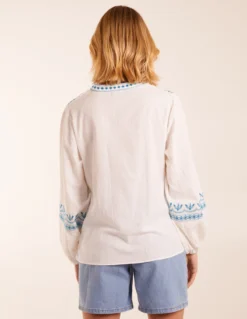 Full Sleeve Embroidered Blouse -Deals Sleek Dresses Store BV5171 IVORY 12659