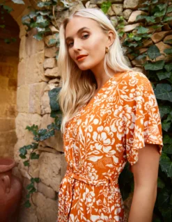 Double V Midi Dress With Tassel Tie