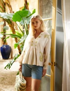 Embroidered Cheesecloth Top