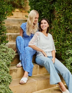 Ditsy Floral V Neck Button Front Midi Dress