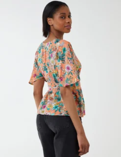 Button Front Batwing Peplum Top 9 Button Front Batwing Peplum Top -Deals Sleek Dresses Store NL1426 ORANGE 124