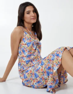 Twist Front Floral Print Midi Dress -Deals Sleek Dresses Store NL1918BV002 60811