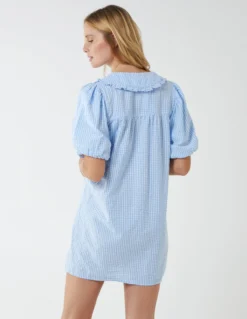 Shirt Dress With Plunge Ruffle -Deals Sleek Dresses Store NL1955 LIGHTBLUE 257