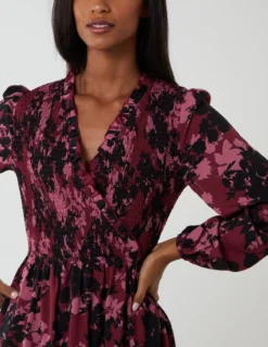 Shirred Bust Wrap Midi Dress -Deals Sleek Dresses Store NL222867 PINK 22