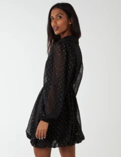 Shirred Waist & Puff Hem Shirt Dress 11 Shirred Waist & Puff Hem Shirt Dress -Deals Sleek Dresses Store NL222888 LACK 36